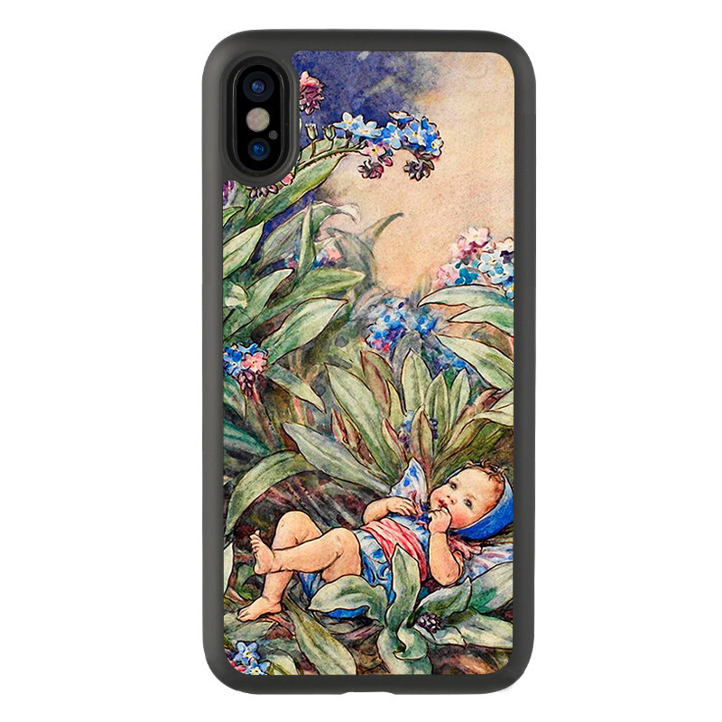 适用于卡通14鲜花小孩油画iPhone15Promax手机壳13保护套xs玻璃xr