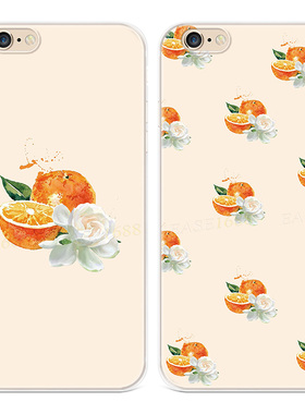 柑橘栀子花适用iPhone8plus苹果X手机壳6s7橘子皮xsmax文艺XR女款软5se第一1二2三3代五六七八