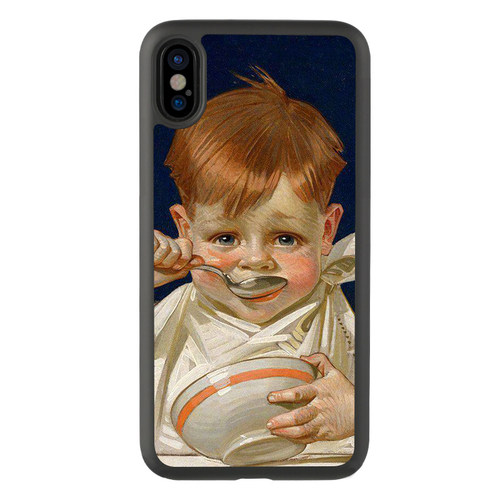 适用于欧美xr小孩吃饭油画78plus手机壳iPhone13适用苹果14玻璃15