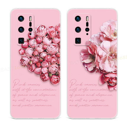 甜美玫瑰花适用华为p40手机壳p60p20pro少女心p10p9plus文艺唯美+