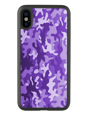 适用于日韩xr紫色迷彩花纹78plus手机壳iPhone13适用苹果14玻璃15