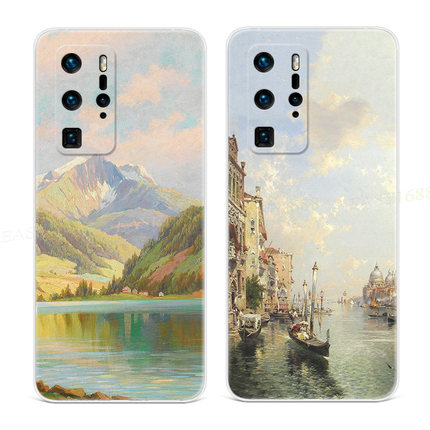 宁静的风景油画适用华为p40手机壳p60p20pro文艺p10p9plus唯美+薄