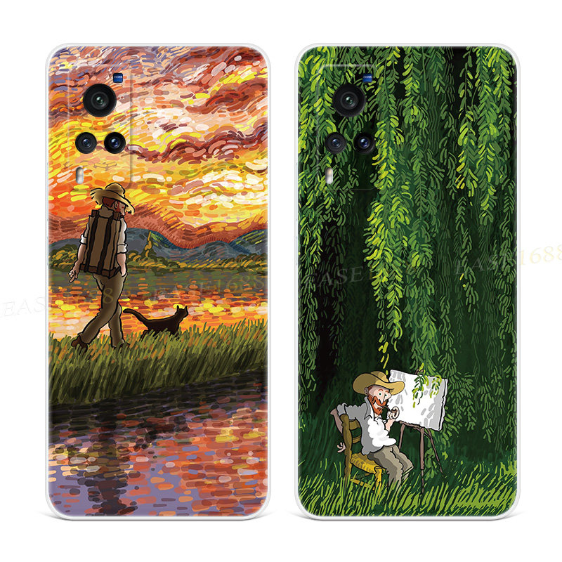 猫咪梵高适用于vivo x60手机壳x50x27pro可爱nex3文艺男士个性软+