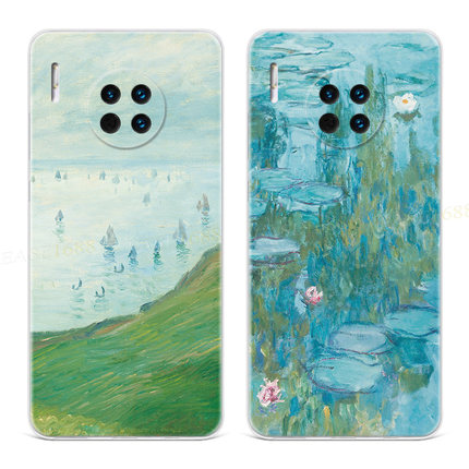 艺术帆船适用华为mate60手机壳40pro+50莫奈20x油画感10e9小清新8