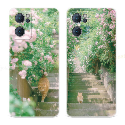 花径小猫咪9适用oppo reno7手机壳8pro+6小清新4se可爱5k文艺3元气版2z女款Ace软十