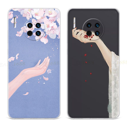 古典桃花适用华为mate60手机壳40pro+50简约20x相思豆10e9冷淡风8
