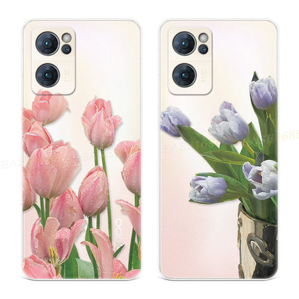 唯美花卉9适用oppo Reno7手机壳8pro+6小清新4se透明5k文艺3元气版2z女款Ace软十