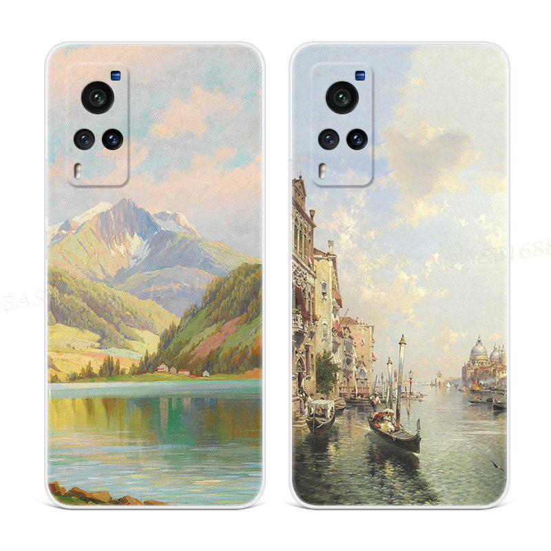 宁静的风景油画适用vivo x60手机壳x50x27pro文艺术3唯美nex超薄+