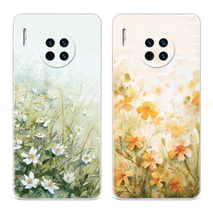 文艺菊花适用华为mate60手机壳40pro+50小碎花20x个性10e9小清新8
