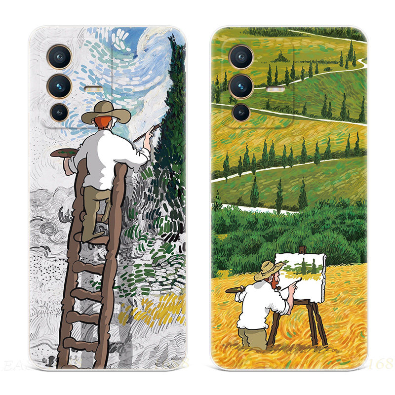 艺术创意梵高适用vivo s12手机壳s15s16pro油画风s10s9s7t文艺6女