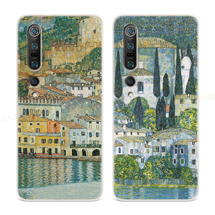 欧式小镇适用小米10pro手机壳S青春至尊版cc9e油画note3克里姆特T