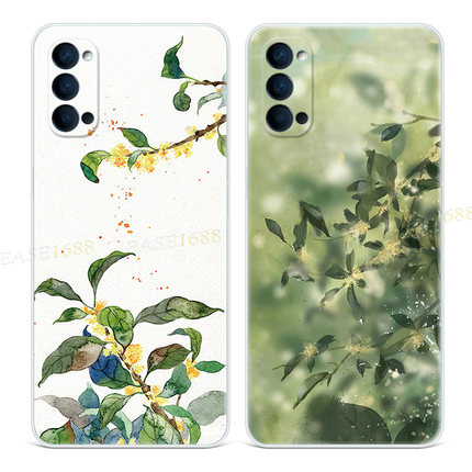小清新花卉9适用oppo reno6手机壳8pro+7文艺5K清雅4se简约3元气版2z女款Ace轻薄软十