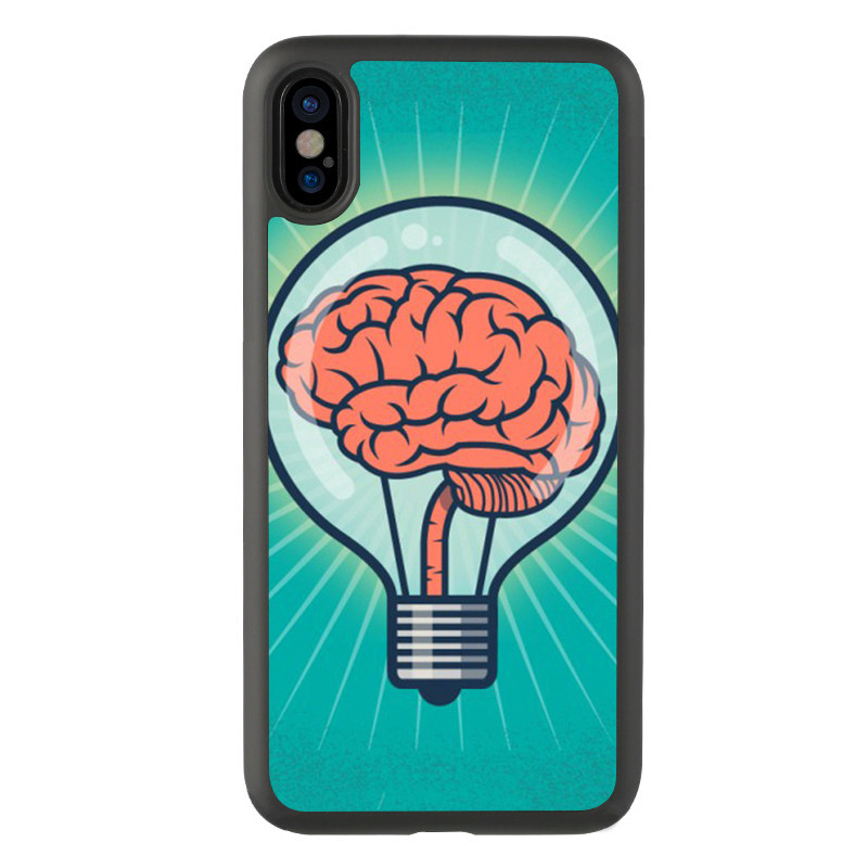 适用于xr卡通14大脑插画iPhone13手机壳15Promax彩色心脏保护套xs