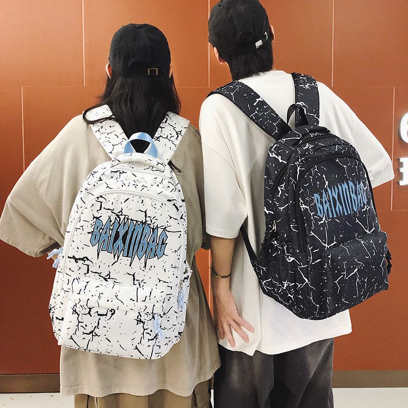 正版巴博斯顿街头潮流百搭情侣款背包涂鸦印花双肩包大学生书包