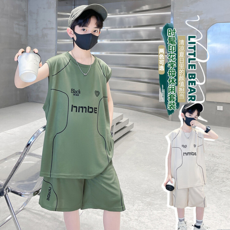 2025夏季新款两件套篮球服夏装中大童运动休闲套装帅气