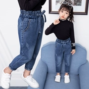 Quần áo trẻ em cô gái quần jeans mùa xuân và mùa thu mới quần trẻ em lớn thời trang lỏng lẻo chân trẻ em quần nước ngoài - Quần jean