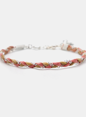 THISNESS 纯银粉色双色交织编织手链