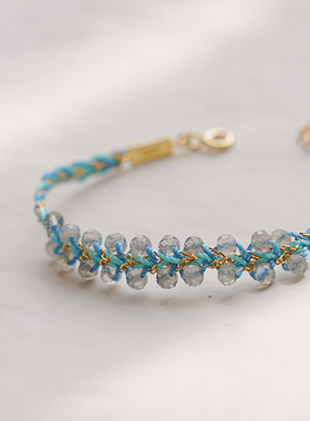 THISNESS纯银镀金拉长石编织手链