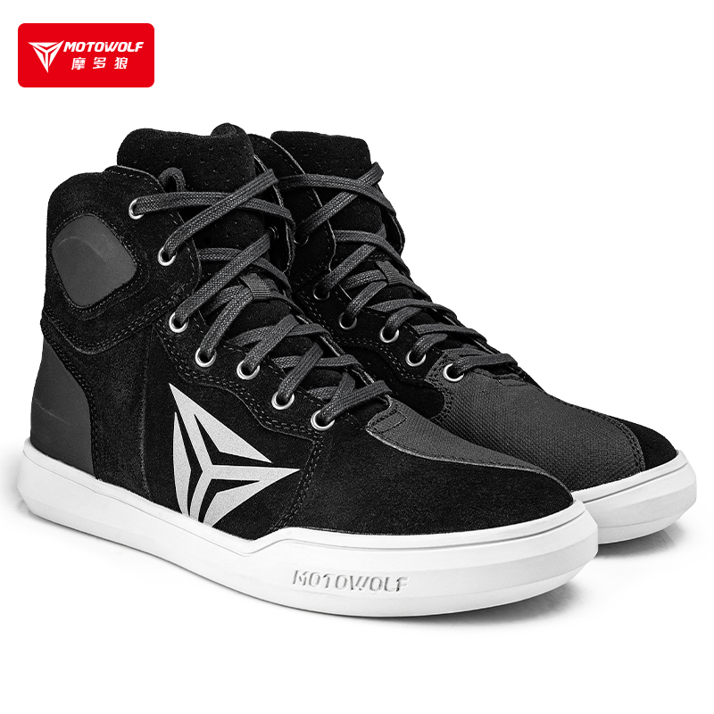 摩多狼四季摩托车休闲赛车骑行靴子透气机车公路鞋骑士男防摔板鞋