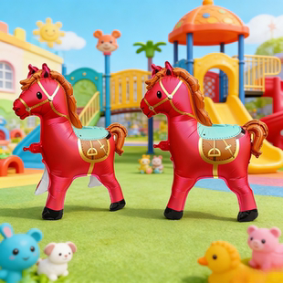 马年新年气球元旦充气马儿童幼儿园表演道具红色小马创意立体2026