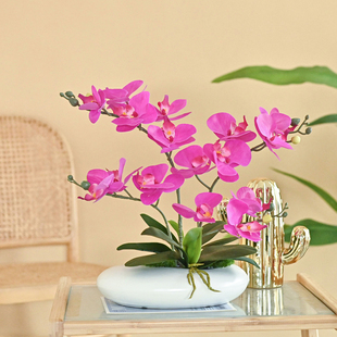 手感蝴蝶兰仿真花艺假花盆栽摆设客厅酒店餐桌面装饰品插花卉摆件