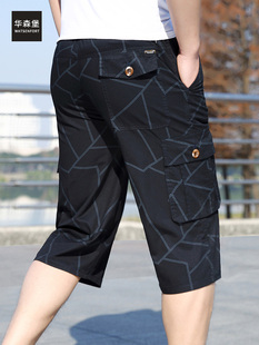 薄款 品牌特卖工装 胖子男七分裤 男休闲宽松纯棉运动加肥加大码 短裤