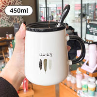 Mug with lid, ceramic drinking cup, new model 2026 for women, home milk cup, men's office coffee cup thumbnail 2