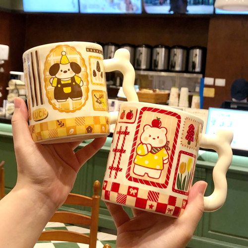 原创可爱陶瓷马克杯家用喝水杯茶杯高颜值办公室情侣早餐杯咖啡杯