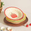 可爱盘子菜盘2025新款 家用陶瓷碗碟餐具釉下彩餐盘高级感碟子深盘