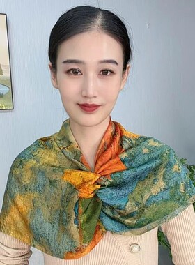 Y[白桦林]新款90*90丽景缎丝巾气质时尚百搭大方优雅方巾