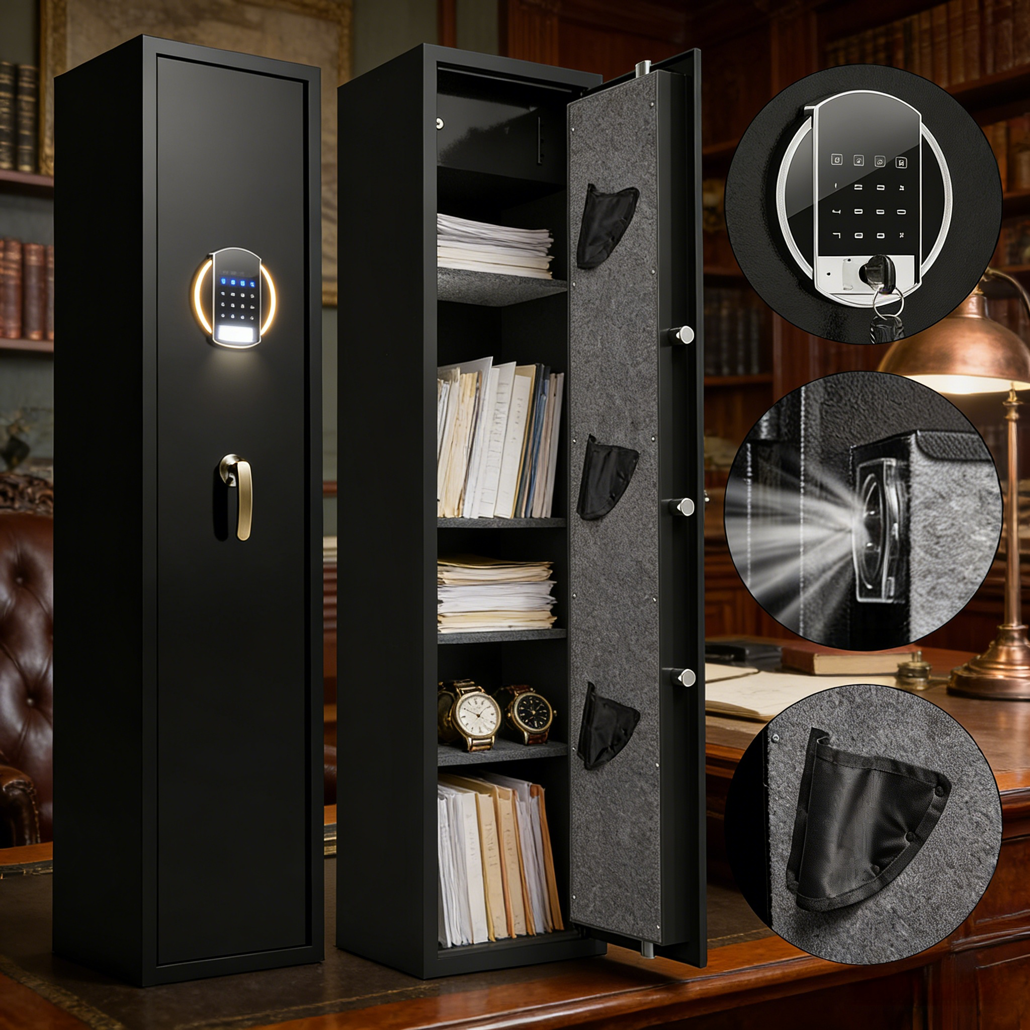 家用小型指纹保险箱防盗书房保管箱发射器展示柜外贸防火保险柜子