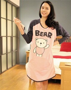 秋冬新款孕妇装纯棉大码 韩版春小熊bear孕妇哺乳裙