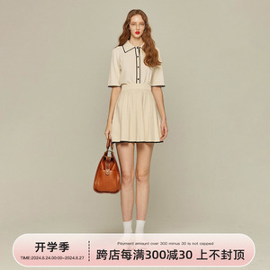 20STnewties美乃滋用完了 藏蓝色衬衫上衣百褶裙子女短裙两件套装
