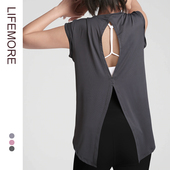 遮臀运动罩衫 速干跑步上衣无袖 美背瑜伽背心短袖 女 清仓不退换