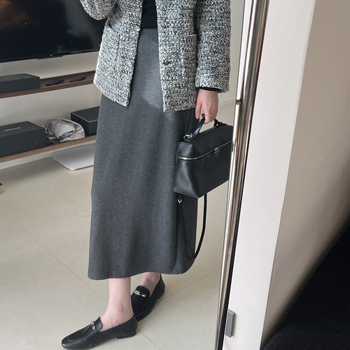 韩版气质醋酸羊毛半身裙