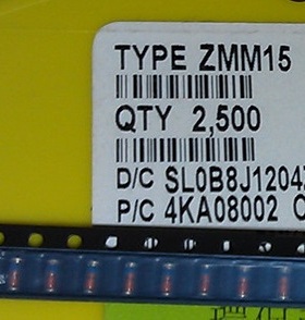 贴片稳压二极管1206 1/2w ZMM15V 15V 0.5W 圆柱 2500只/盘=42元