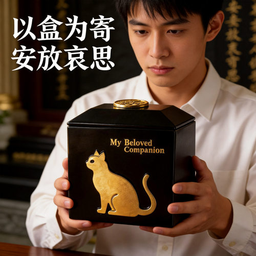 新中式猫形骨灰盒丧葬宠物纪念罐