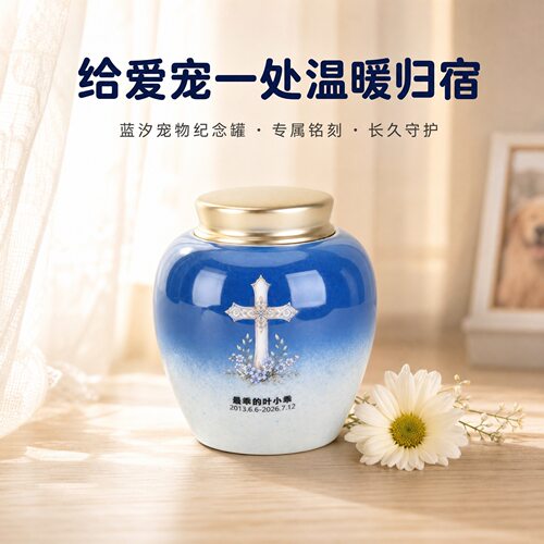 十字架宠物骨灰罐蓝色星球坛