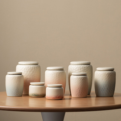 宠物骨灰盒渐变色防潮盅密封坛罐