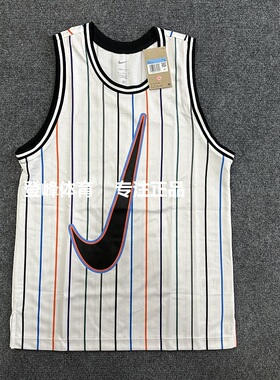 NIKE/耐克 男子篮球运动速干训练透气休闲条纹无袖背心DX0436-100
