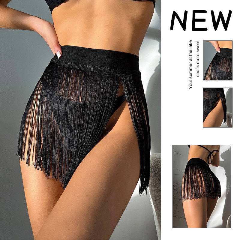 2024新款欧美性感流苏短裙沙滩比基尼罩衫泳裤Bikini swim trunks