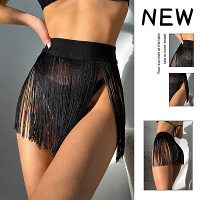 2024新款欧美性感流苏短裙沙滩比基尼罩衫泳裤Bikini swim trunks