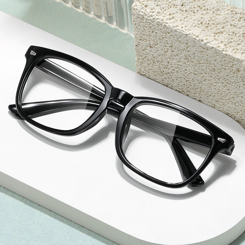 复古新款平光镜女士防蓝光眼镜方形米钉透明眼镜架男女时尚护目镜