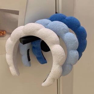 毛巾布海绵麻花发带高颅顶彩色云朵气泡发箍头饰欧美头箍女