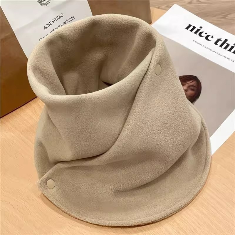 冬季百搭围巾纯色毛绒脖套女骑行