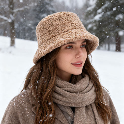 渔夫帽羊羔毛帽子女时尚秋冬