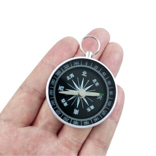 铝合金金属 口袋指南针 44mm带钥匙扣便携式中文款指北 促销礼品
