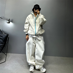 纯色宽松廓型连帽夹克男日系潮牌休闲百搭工装冲锋衣户外防风外套