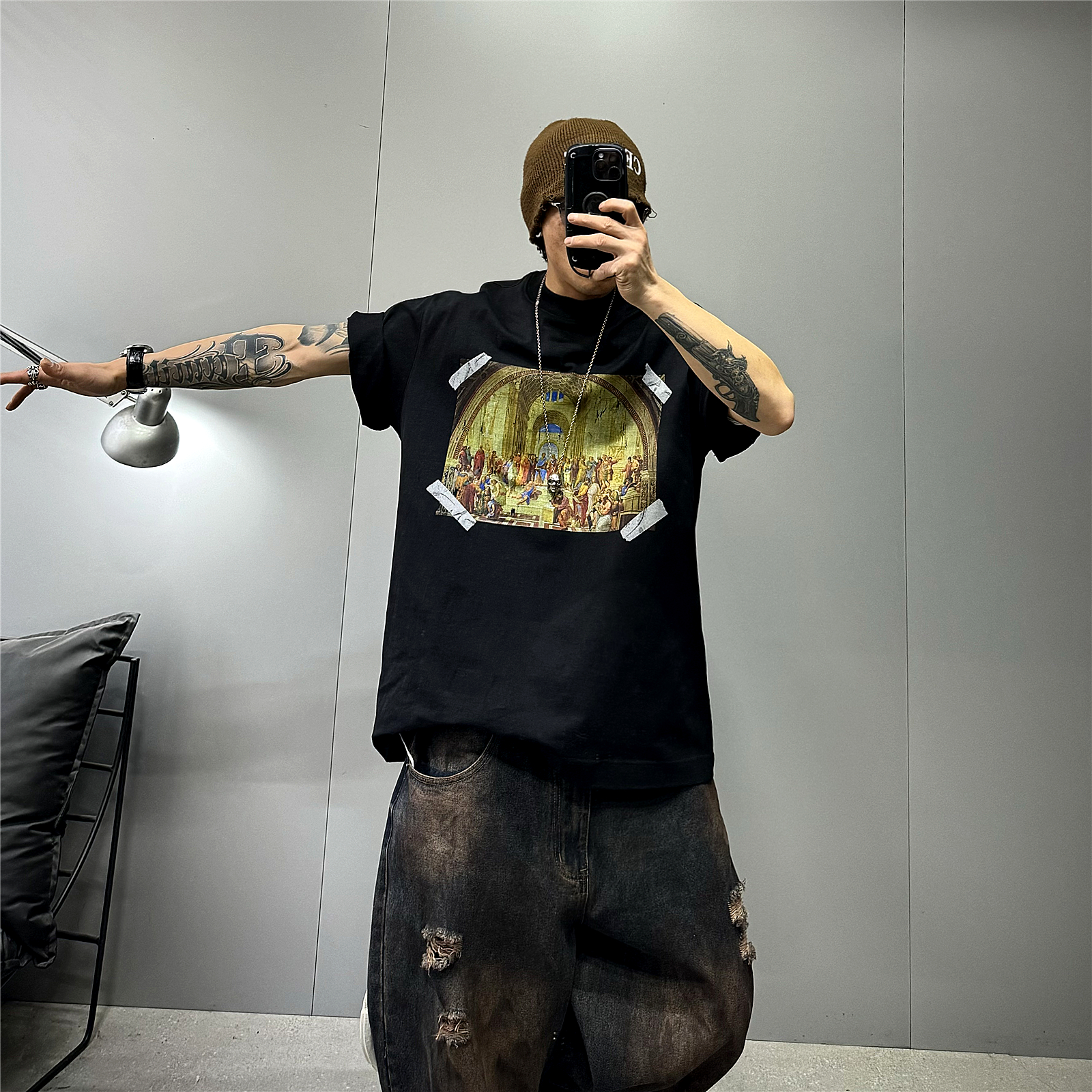 美式复古潮牌宽松廓版短袖T纯棉t