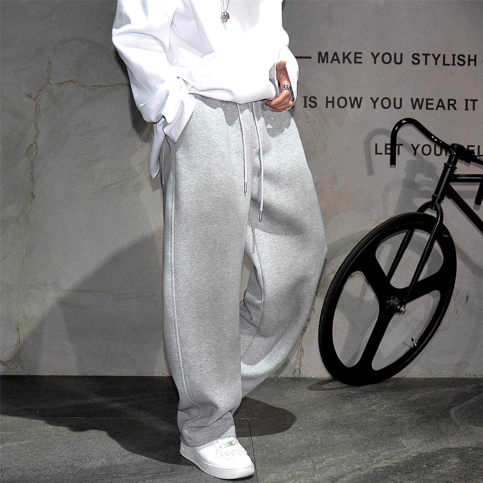 日系复古脏洗宽松阔腿弯刀直筒运动卫裤男潮牌痞帅针织休闲老爹裤,男装,卫裤,淘宝优惠券,粉丝福利购,淘宝优惠卷